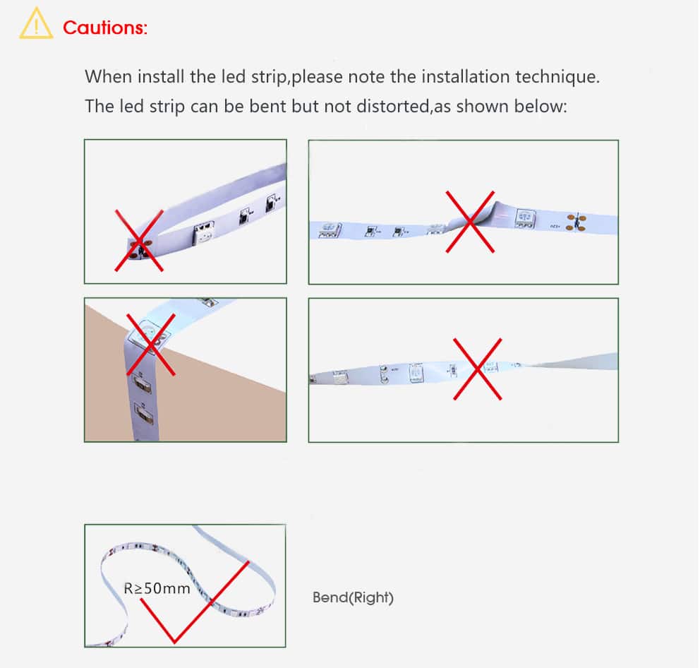 Cautions of install led strip light 3528 5050 smd used in showcase waterproof ip67