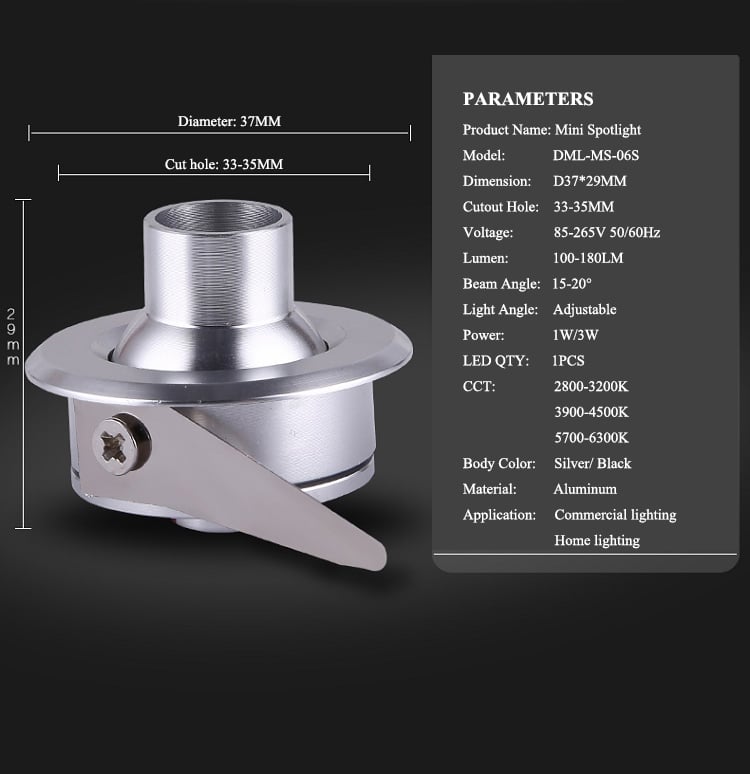 PARAMETERS of led showcase lights